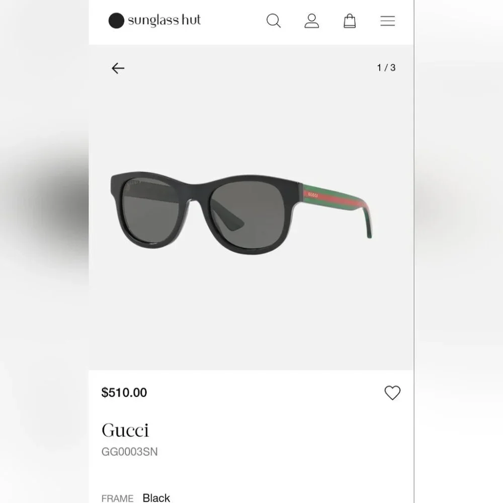 Gucci Men's Sunglasses Black Green Polarized Rectangle GG0003S 52mm 52-21-145